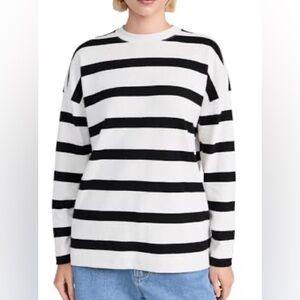 AYR Black and White Striped Crewneck Sweater